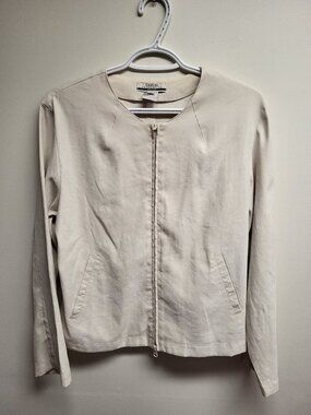 Casual Connection Petite Ivory Zip Front Jacket Women's Size 14P Light Blazer